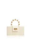Soli & Sun The Serena Clutch With Shell Inlay Bead Handle In White