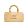Soli & Sun The Serena Woven Straw Clutch Bag In Gold