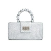Soli & Sun The Serena Woven Straw Clutch Bag In Silver