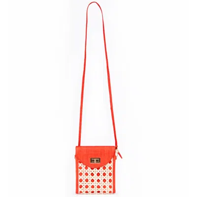 Soli & Sun Women's The Ellie Red Rattan Woven Crossbody Bag In Orange