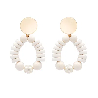 Soli & Sun Women's The Isla White Wooden Bead & Mother Of Pearl Earrings