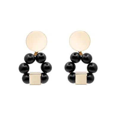Soli & Sun Women's The Jenna Black Handcrafted Statement Earrings In Gold