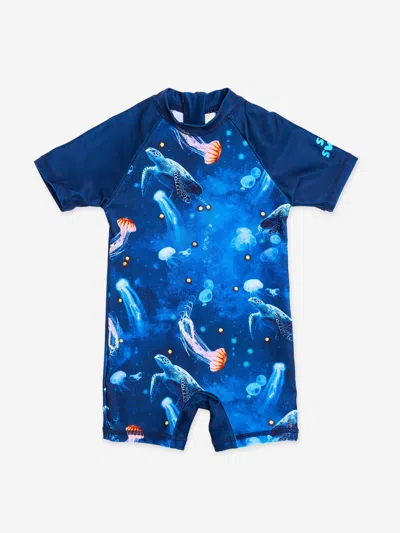Soli Swim Baby Boys Turtle Sun Suit In Blue