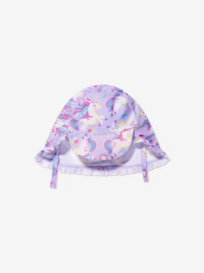 Soli Swim Kids' Baby Girls Unicorn Sun Protective Hat (upf50+) In Purple