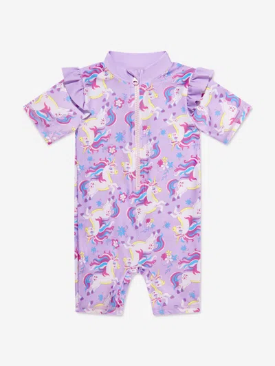 Soli Swim Baby Girls Unicorn Sun Protective Swim Suit (upf50+) In Purple