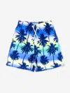 Soli Swim Boys Palm Tree Beach Shorts In Blue