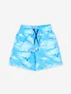 Soli Swim Boys Shark Beach Shorts In Blue