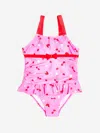 Soli Swim Girls Cherry Swimsuit In Pink