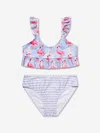 Soli Swim Girls Purple Flamingo Print Bikini (upf50+) In Purple