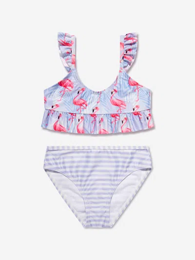 Soli Swim Kids' Girls Purple Flamingo Print Bikini (upf50+)