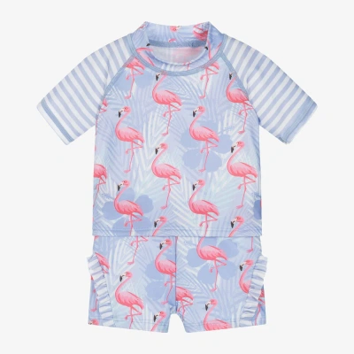 Soli Swim Babies' Girls Purple Flamingo Swim Set (upf50+)
