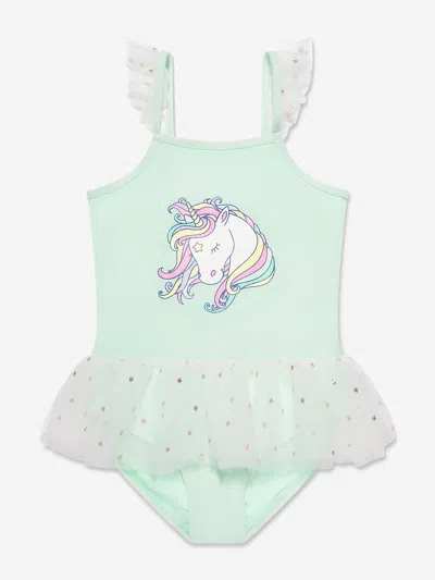 Soli Swim Babies' Girls Unicorn Dreams Star Tulle Swimsuit (upf50+) In Blue