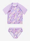 Soli Swim Girls Unicorn Rash Guard And Shorts (upf50+) In Purple