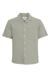 Solid ! Allan  Linen Blend Camp Shirt In Green