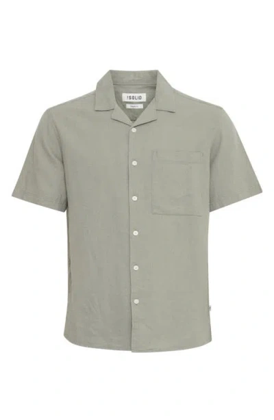 Solid ! Allan  Linen Blend Camp Shirt In Green