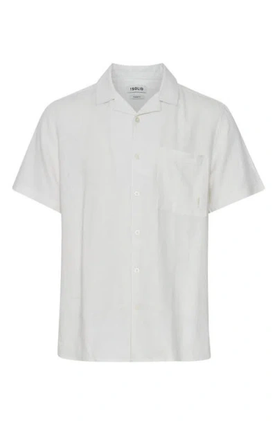 Solid ! Allan  Linen Blend Camp Shirt In White