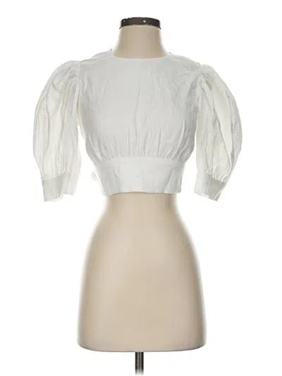 Pre-owned Solid & Striped 3/4 Sleeve Blouse In White