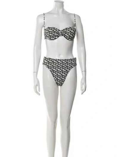 Pre-owned Solid & Striped Animal Print Bikini W/ Tags In White