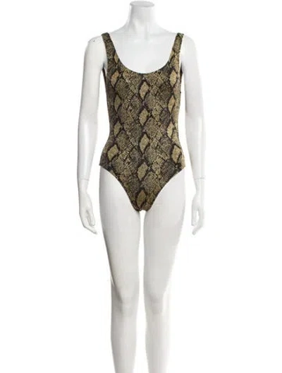 Pre-owned Solid & Striped Animal Print One-piece In Yellow