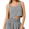 Solid & Striped Anise Scoop Neck Crop Top In Noir Gingham In Gray