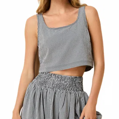 SOLID & STRIPED ANISE SCOOP NECK CROP TOP IN NOIR GINGHAM