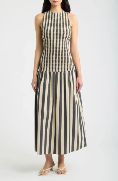 Solid & Striped Arlin Smocked Midi Dress In Multi