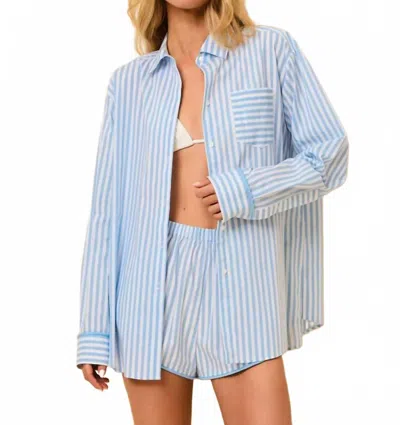 Solid & Striped Avril Button Down Shirt In Blue Lagoon Brule Stripe In Multi