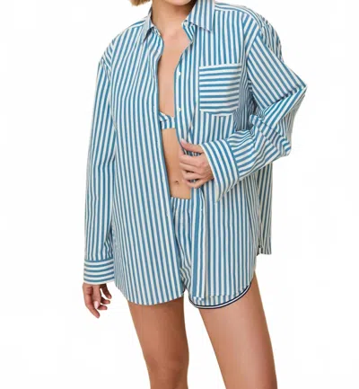Solid & Striped Avril Button Down Shirt In French Blue / Brule Stripe