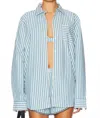 Solid & Striped Avril Button Down Striped Shirt In French Blue Stpe