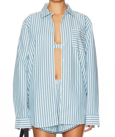 Solid & Striped Avril Button Down Striped Shirt In French Blue Stpe