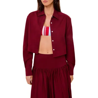 Solid & Striped Avril Cropped Shirt In Brown