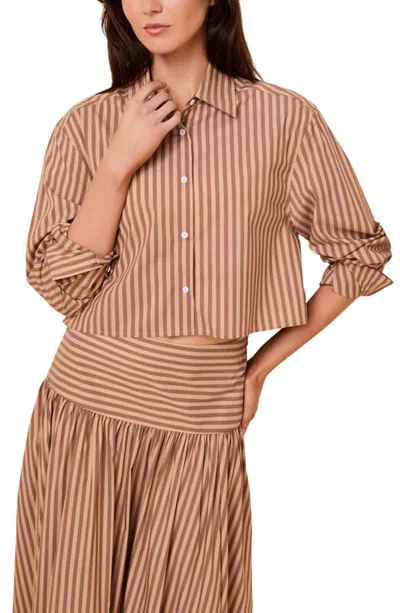 Solid & Striped Avril Cropped Striped Shirt In Multi