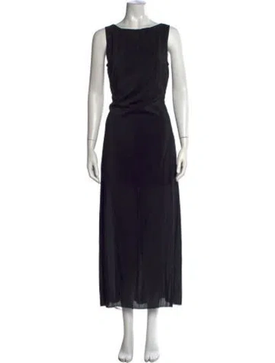 Pre-owned Solid & Striped Bateau Neckline Long Dress In Black