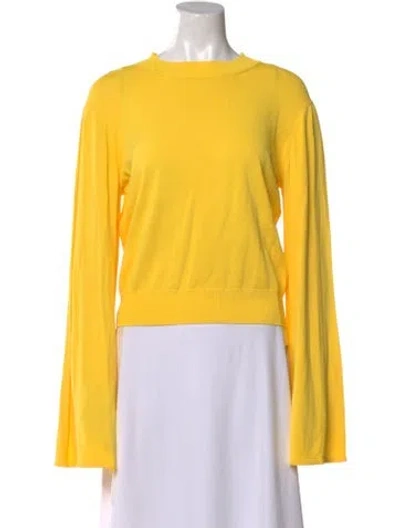 Pre-owned Solid & Striped Bateau Neckline Long Sleeve Top In Yellow