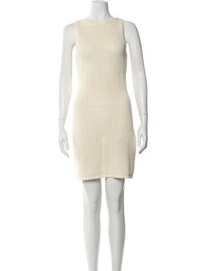 Pre-owned Solid & Striped Bateau Neckline Mini Dress W/ Tags In Neutral