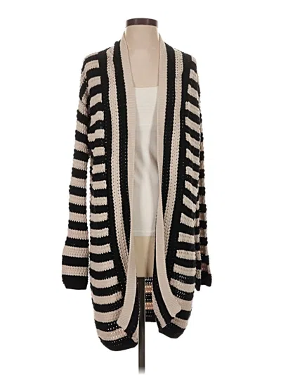 Pre-owned Solid & Striped Cardigan Sweater In Black