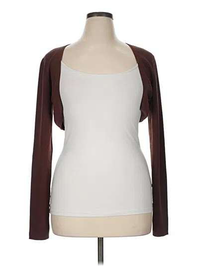 Pre-owned Solid & Striped Cardigan Sweater In Brown