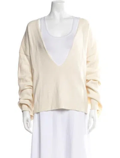 Pre-owned Solid & Striped Cashmere V-neck Sweater In Neutrals