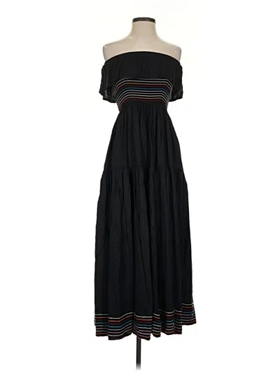 Pre-owned Solid & Striped Casual Dress In Black
