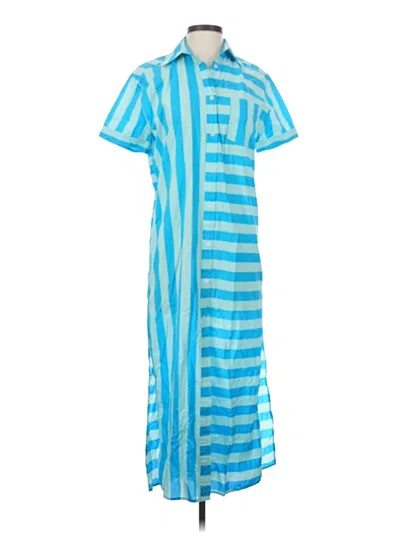 Pre-owned Solid & Striped Casual Dress In Blue