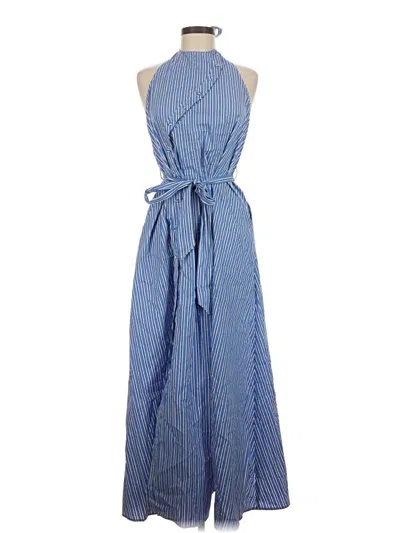 Pre-owned Solid & Striped Casual Dress In Blue