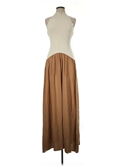 Pre-owned Solid & Striped Casual Dress In Brown