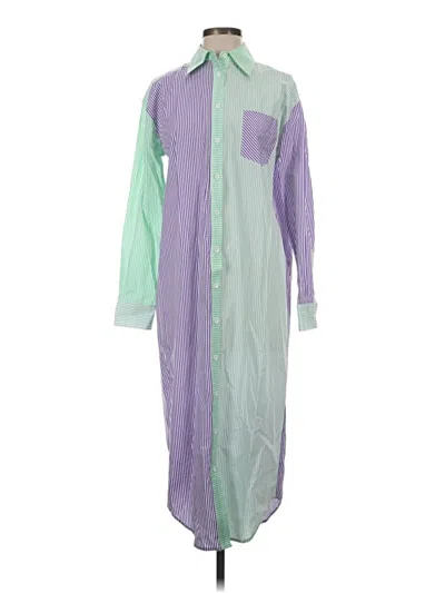 Pre-owned Solid & Striped Casual Dress In Green