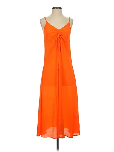Pre-owned Solid & Striped Casual Dress In Orange