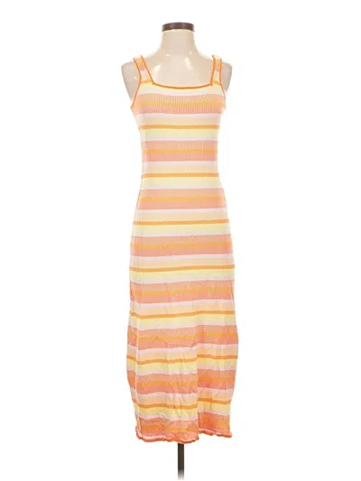 Pre-owned Solid & Striped Casual Dress In Orange