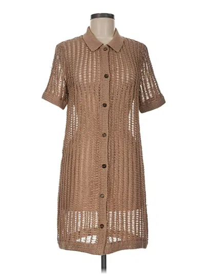 Pre-owned Solid & Striped Casual Dress In Tan
