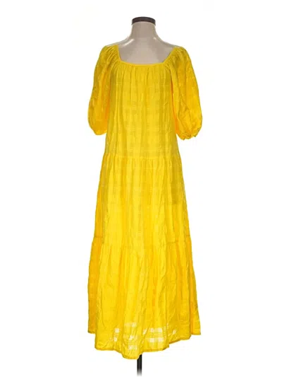 Pre-owned Solid & Striped Casual Dress In Yellow