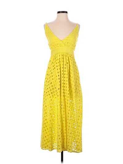 Pre-owned Solid & Striped Casual Dress In Yellow