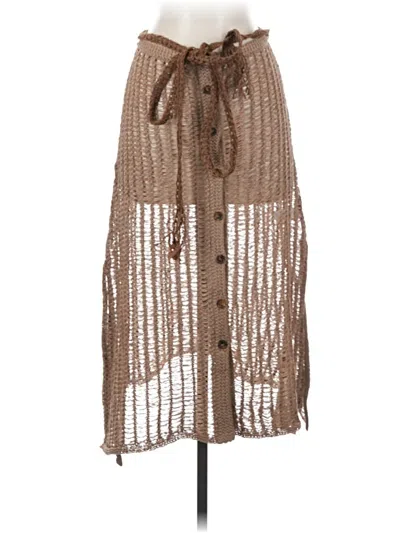 Pre-owned Solid & Striped Casual Skirt In Brown
