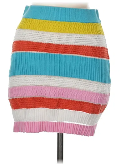 Pre-owned Solid & Striped Casual Skirt In Teal